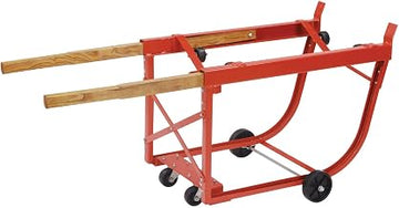 Global Industrial Heavy Duty Rotating Drum Cradle with Wood Handles & Polyolefin Wheels, 30 or 55 Gallon Capacity