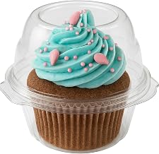 Stock Your Home Individual Cupcake Containers, 25 Pack, Cupcake Holder with Lid, Plastic Single Cupcake Container, Muffin Container, Stackable, BPA Free