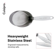 Stainless Steel Measuring Cup Set by Cuisipro – 8 inches, 1 cups, Stainless Steel, Silver, Pack of 4