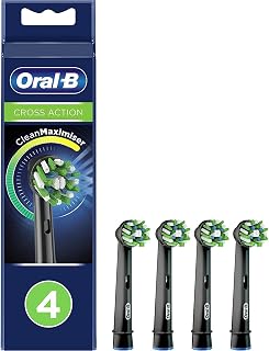 Oral-B Crossaction Electric Toothbrush Replacement Brush Head Refills, Black , 4 Count (Pack of 1)