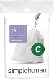 simplehuman Trash Can Liner C, 10-12 Liters/2.6-3.2 Gallons, 20-Count Bags (Pack of 3)