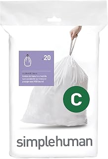 simplehuman Trash Can Liner C, 10-12 Liters/2.6-3.2 Gallons, 20-Count Bags (Pack of 3)