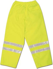MCR Safety 598RPWL Class E Breathable Polyester/Polyurethane Waist Pant with 2-Inch White Vinyl Reflective Material, Fluorescent Lime, Large