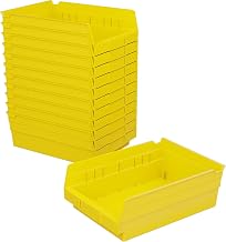 Akro-Mils 30150 Heavy Duty Plastic Shelf Bins, 12"x 8"x 4", Yellow, 12-Pack