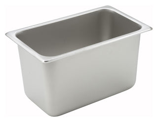 6" Silver 1/4 Size Deep Metal Steam Pan (Set of 24) by Winco – 6" Deep, 6.96 quarts, Stainless Steel, Silver, Pack of 24
