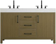 Elegant Kitchen and Bath 54" Double Bathroom Vanity in Chestnut Brown