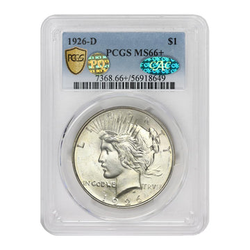 1926 D American Silver Peace Dollar MS-66+ PQ Approved $1 PCGS/CAC MS66+ by MINT STATE GOLD – Silver