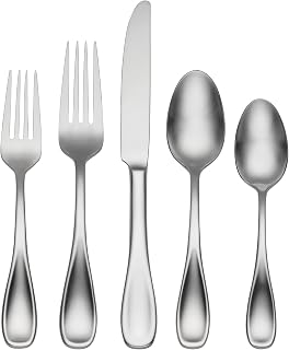 Oneida Brushed Satin Voss 45-Piece Silverware Set for 8, Flatware | silver, dishwasher safe | includes serving spoons and utensil set | cutlery set for kitchen and dining