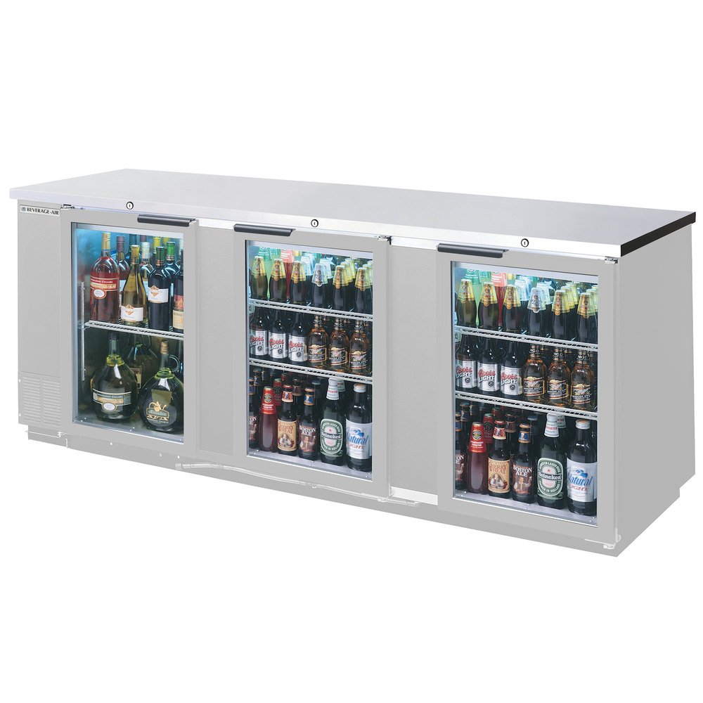 Beverage-Air 94" Back Bar Refrigerator - Stainless Steel - Glass Door - Food Rated by Beverage Air – Stainless Steel, Model BB94HC-1-FG-S