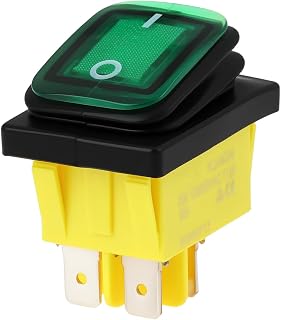 30A Double Pole Rocker Switch 78-184S Green Neon Light 250V Compatible with Prince Castle Bun Toaster Mains Power