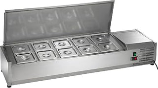 Arctic Air ACP55 55" Refrigerated Countertop Condiment Prep Station with 10 Pan Compartments, Stainless Steel, 115v,Silver