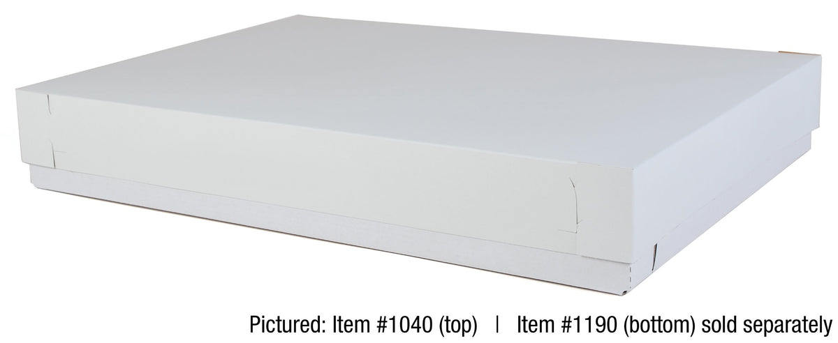 Premium Clay Coated Kraft Paperboard White Non-Window Sheet Cake Box Top Only by SOUTHERN CHAMPION TRAY – 26.5" x 18.625" x 3", 1.0 pounds, Cardboard, White Non-Window, Pack of 50