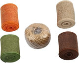 6cm Wide Wedding Decorative Ribbon Set with 5pcs 3-Meter Linen-Like Tape Rolls and 50m Natural Twine for DIY Festival Party Wrapping and Craft Decoration