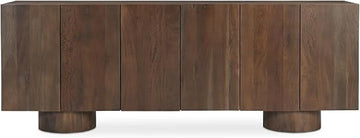 Hadley Sideboard, Rectangular, Reclaimed Neem Wood, Six Doors, Three Interior Shelves, Cable Cutouts, Warm Brown