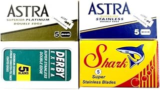 Astra-Derby-Shark Double Edge Razor Blades Sampler, 20 Blades
