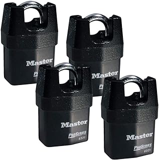 Master Lock Four (4) High Security Pro Series Padlocks w/ 8 Keys, 6321NKA-4 w/BumpStop Technology