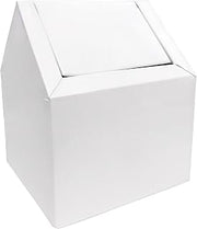 Hospeco Double Entry, Swing Top Floor Receptacle, Metal, White