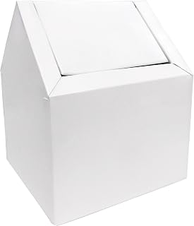 Hospeco Double Entry, Swing Top Floor Receptacle, Metal, White