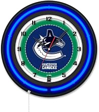 Holland Bar Stool Clk19BKVanCan NHL 19 in. Dia. Vancouver Canucks Double Neon Wall Clock Black