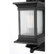 Collins One Light Outdoor Wall Sconce Black by Lighting Design – Iron, Black, Model OD316W19BK