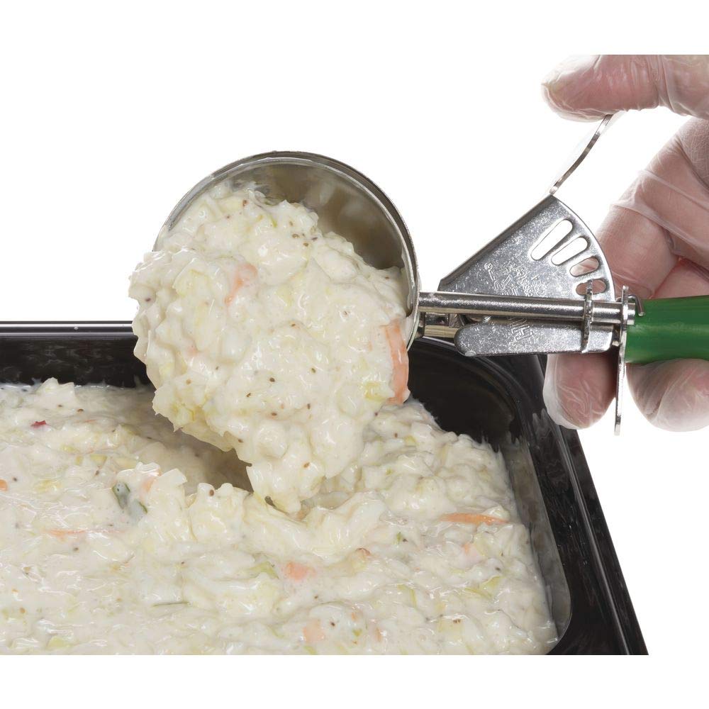 3 1/4 oz Portion Control Disher Stainless Steel with Green Polypropylene Handle - # by HUBERT – Plastic, Model 49110
