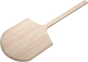 Winco 14" x 15" Tan Wood Pizza Peel | Long handle, Beveled edge, Wide blade, Great for Pizza Transfer, Ovens, Baking and Pizzerias