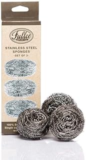 Fuller Brush Stainless Steel Scrubbing Sponges – 1-Pack (1 Set of 3 = 3 Pieces) – Heavy Duty Kitchen Scour Sponges for Dishes, Pots & Pans