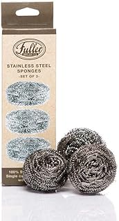 Fuller Brush Stainless Steel Scrubbing Sponges – 1-Pack (1 Set of 3 = 3 Pieces) – Heavy Duty Kitchen Scour Sponges for Dishes, Pots & Pans