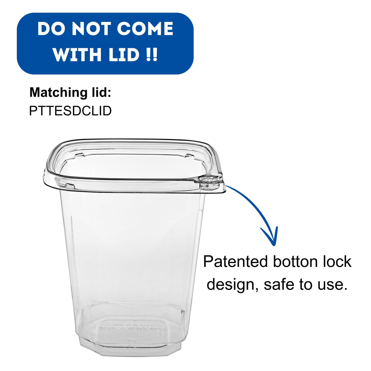 BUT-N-LOC 32 oz Tamper Evident Square Deli Container - Lids Sold Separately - for Accessories – Lego, Candy, Cookie, Dessert, Snack, Fruit, togo box (Case of 500)