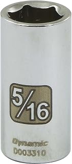 Dynamic Tools 1/4" Drive 6 Point Sae, 5/16" Standard Length, Chrome Finish Socket
