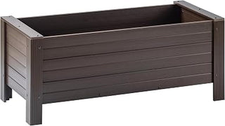 New Age Garden ECOFLEX 48" Rectangular Planter Box - Durable, Non-Toxic Wood Plastic Composite, Can Be Painted, Ideal for Flowers, Herbs, Vegetables - Deep Planting 17.5" Depth, Walnut