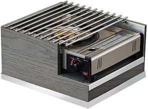 Ashwood Collection – Butane Stove Frame – 12W x 14D x 7.5H – Gray-Washed Oak, Stainless Steel Grill