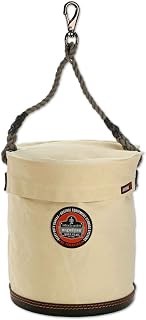 Ergodyne Arsenal 5743T Plastic Bottom Tool Bucket with Cover, 12.5", 15"H,White Canvas Bucket, Plastic Bottom,Large