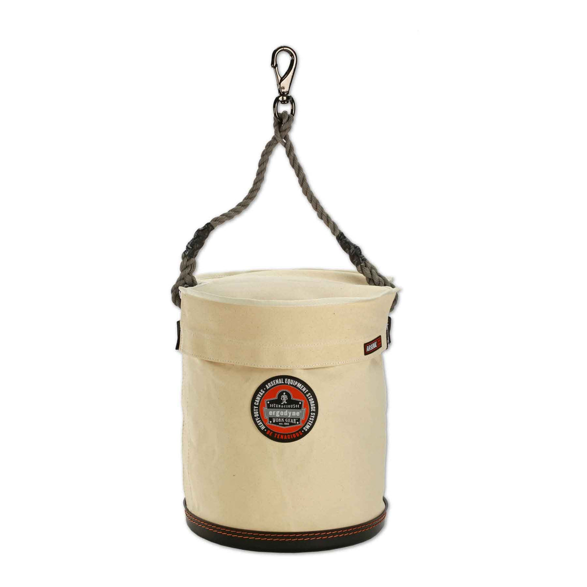 Arsenal 5743T Plastic Bottom Tool Bucket with Cover by Ergodyne – Large, 510.0 milliliters, Canvas, White Canvas Bucket, Plastic Bottom, Model 14543