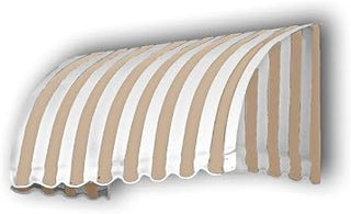AWNTECH 10.38 FT. Savannah Fixed Awning 124.5 in. W X 44 in. H X 36 in. D Acrylic Fabric in Linen/White Stripe SV33-10TW