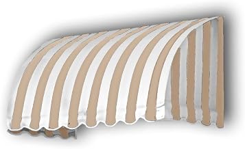 AWNTECH 10.38 FT. Savannah Fixed Awning 124.5 in. W X 44 in. H X 36 in. D Acrylic Fabric in Linen/White Stripe SV33-10TW