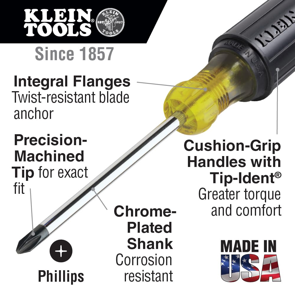 KLEIN TOOLS 3-Inch / Yellow/Black / Durable Screwdrivers