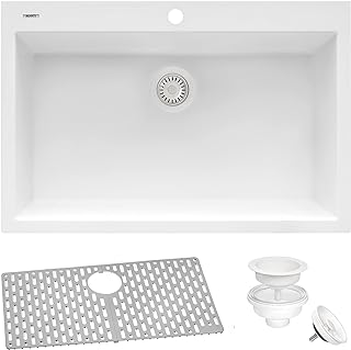 Ruvati 27 x 20 inch Drop-in Topmount Granite Composite Quartz Single Bowl Kitchen Sink - Arctic White - RVG1027WH