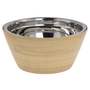 Serving Bowl Butcher Block Faux Wood Melamine with Stainless Steel Insert - 10 3/4" Dia x 5 1/2" H by HUBERT – Melamine, Brown, Model 82541+45900