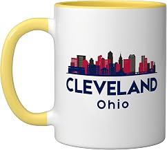 Cleveland Ceramic Mug, Yellow/White, 11oz