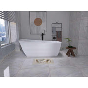 72" Soaking Single Slipper Bathtub -Glossy White/Black by Elegant Kitchen and Bath – Acrylic, White, Model BT21272GW-MBK