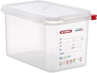 Araven Airtight Container, Food Pan with Lid for Storage in Kitchen and Restaurant, 1/4 GN 6" Deep, 6 Count, Clear