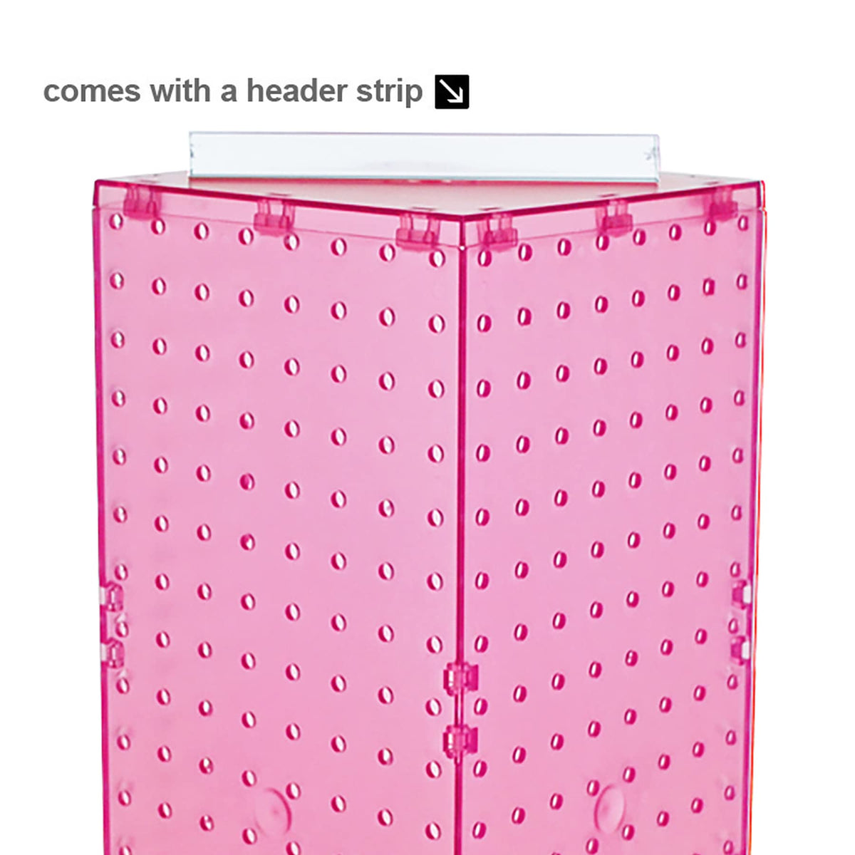 Four-Sided Revolving 8”W X 20”H Pegboard Counter Display by Azar Displays – Small, Pink, Model 703385-PNK