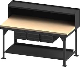 Durham HDWBMT3672RS6DR95 Workbench, Maple top, Riser, 6 Drawer