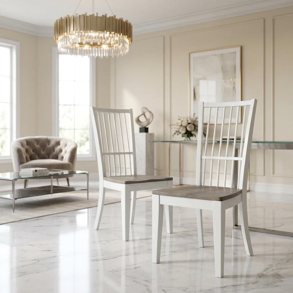 White Spindle Back Dining Chair Two Pack by Starlight Canyon Home – Poplar Solids / Birch Veneers, White, Pack of 2