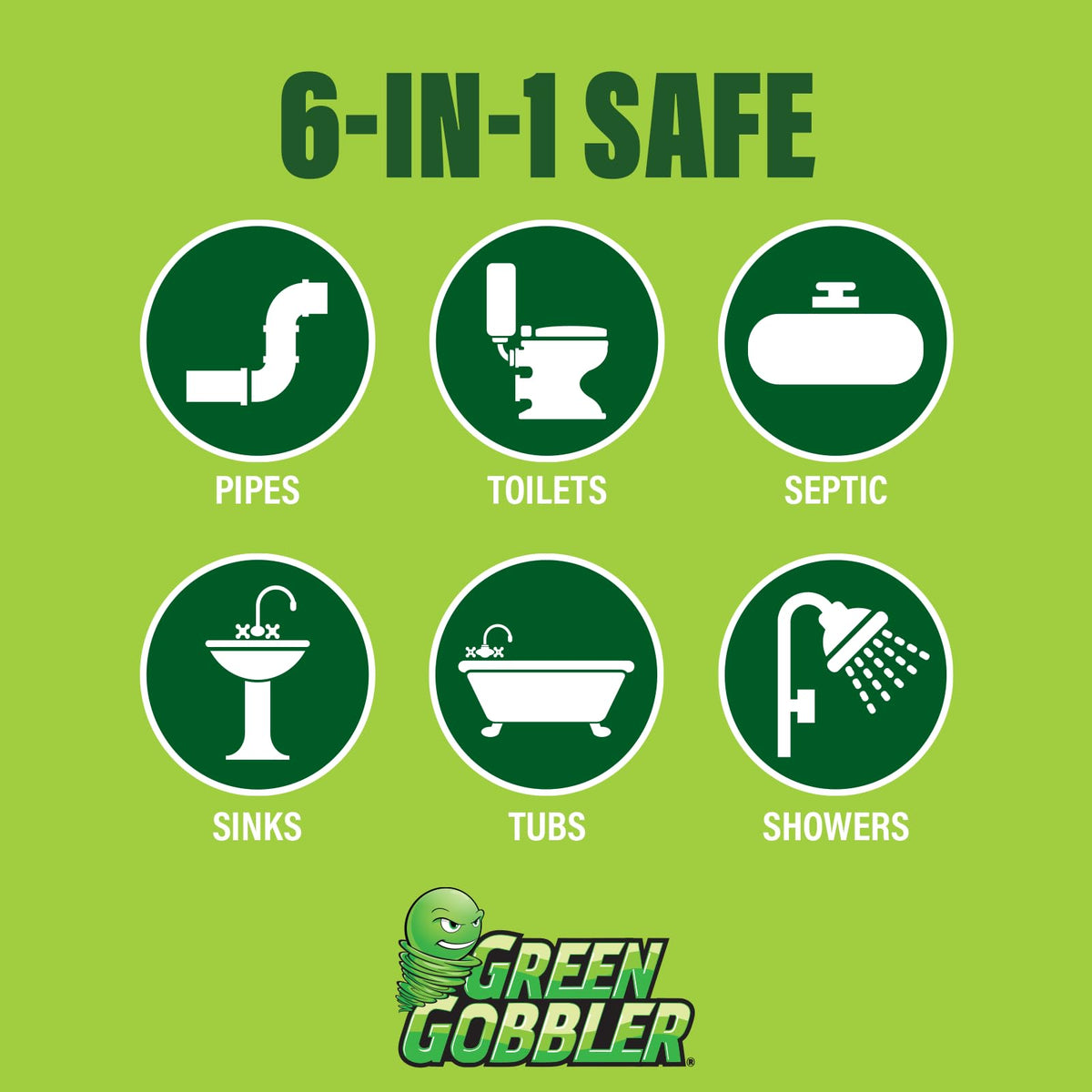 Drain Clog Remover & Drain Cleaner Powder (5 Pacs & 5 Tools) by Green Gobbler – 5 Count (Pack of 1), Pack of 2, Model G8063