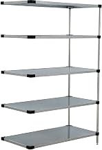 Nexel 5 Tier Solid Galvanized Steel Shelving Add-On Unit, 60" W x 18" D x 86" H