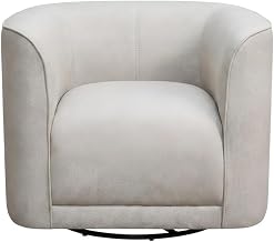 Starlight Canyon Home Polyester-Upholstered Accent Chair with 360-Degree Swivel, U-Shape Seat, Pocketed Coil Cushion, Solid Wood Base, Lounge Chair, Sand