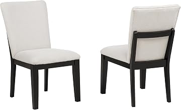 Dillon 34" High Modern Upholstered Dining Chair Mid Century Home Kitchen Side Seating Fabric Furniture with Solid Wood Legs and Padded Back Support, Functional Interior Design Set of 2 - Black