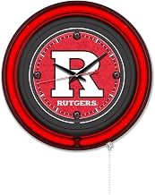 Holland Bar Stool Clk15BKRutger NCAA 15 in. Dia. Rutgers Double Neon Wall Clock Black